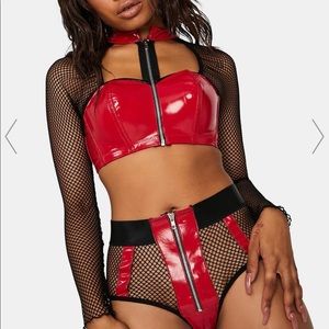 Dolls Kill Red Latex Crop Top